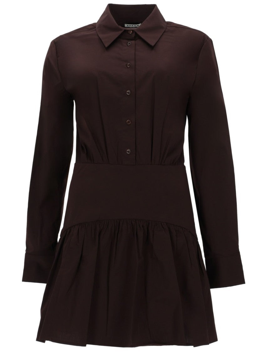 Staud Rocco Fitted Cinched Waist Mini Dress