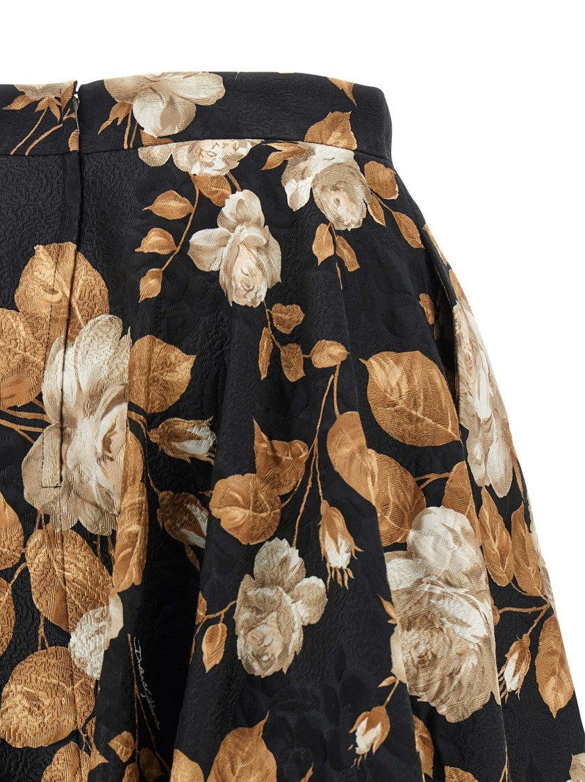 Dolce & Gabbana Brocade Midi Skirt With Structured Waistband