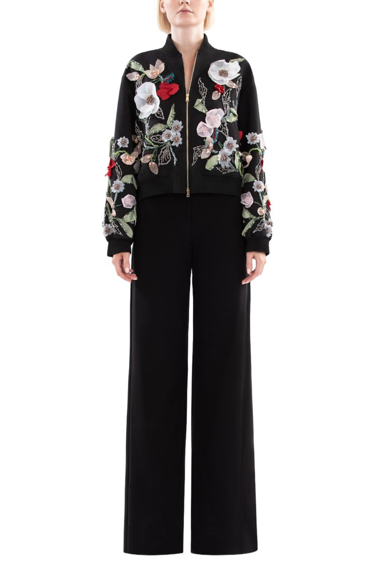 Saiid Kobeisy Jet Black Wide-Leg Tailored Pants