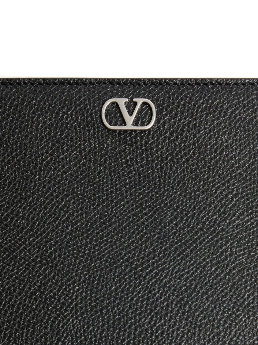 Valentino Black Pouch Vlogo Signature Leather Clutches