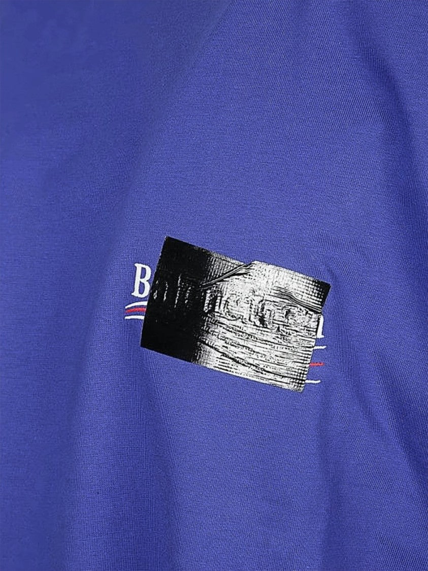 Balenciaga Boxy Fit Graphic Print T-Shirt In Vibrant Blue