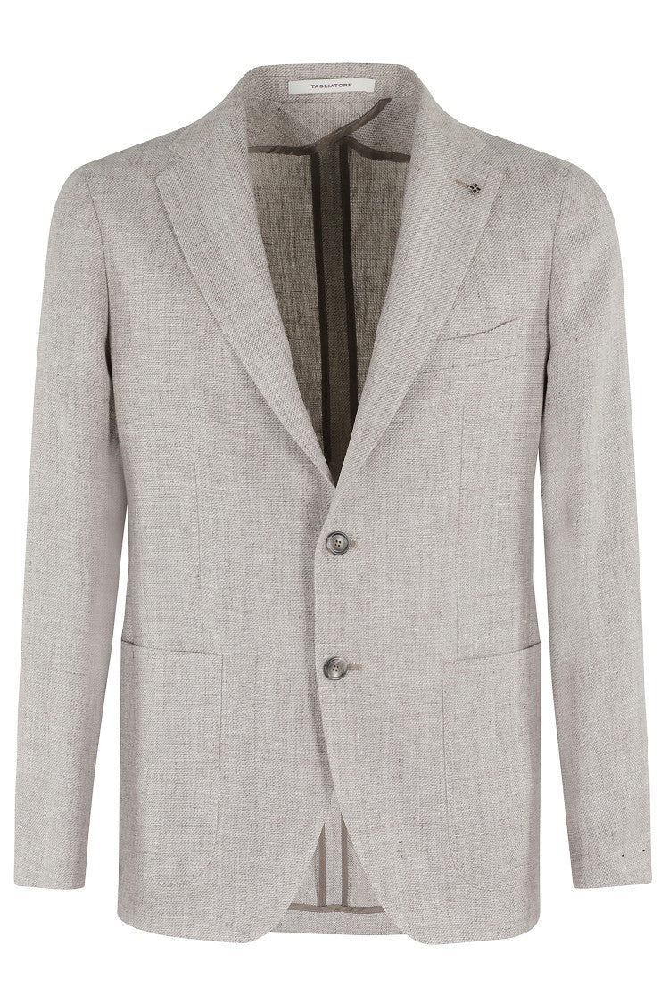 Tagliatore Linen Wool Mat Effects Single Breasted Jacket