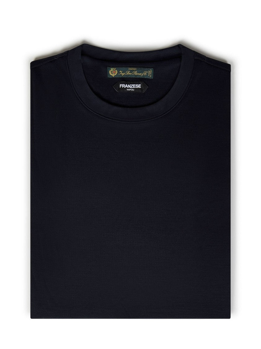 Franzese Collection Crew Neck T-Shirt In Soft Wool With Relaxed Fit