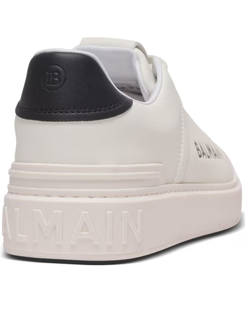 Balmain White Low Top Lace-Up Sneakers