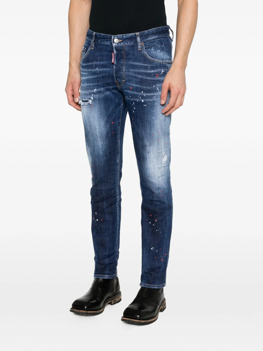 Dsquared2 Slim Fit Distressed Paint Splatter Jeans