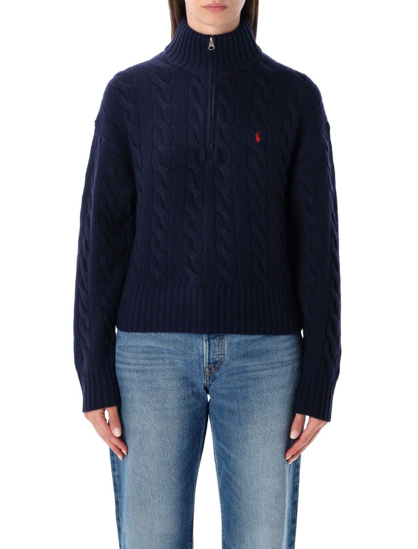 Polo Ralph Lauren Cable-Knit Wool-Blend Half-Zip Sweater