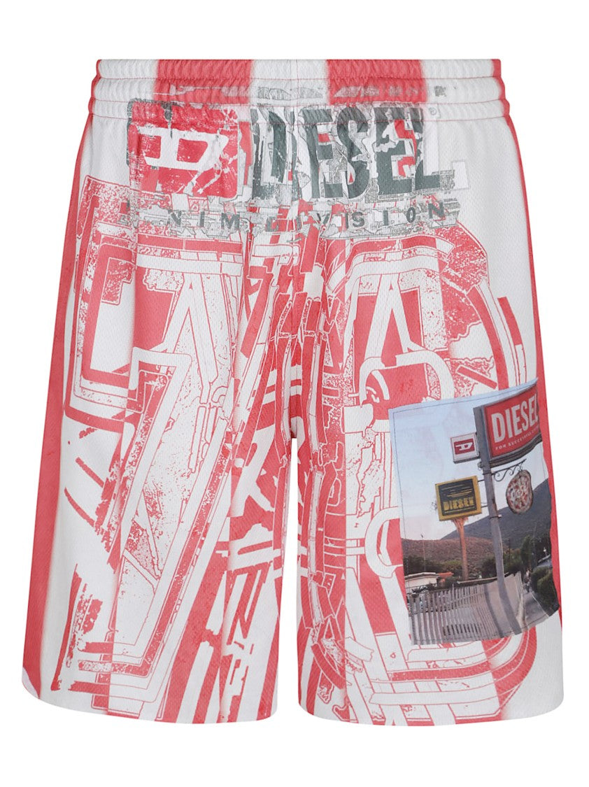 Diesel Knee-Length Shorts With Elastic Waistband