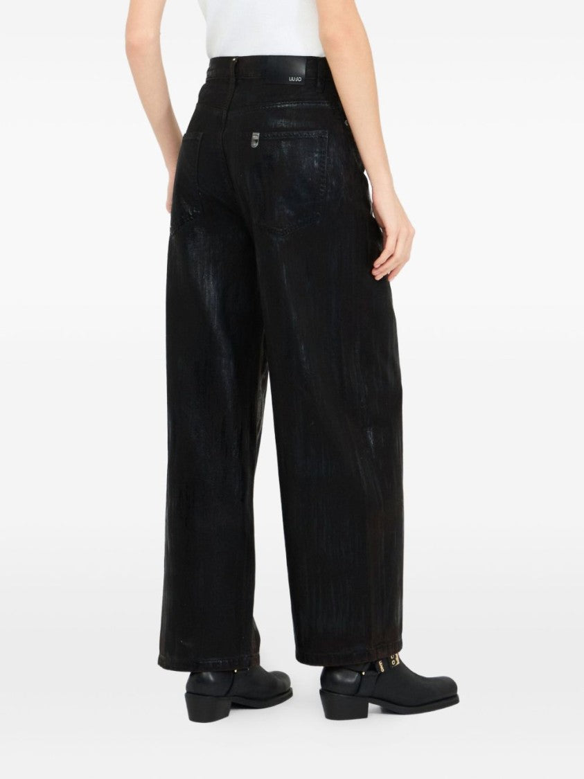 Liu Jo Wide-Leg Brown Jeans With Glossy Finish