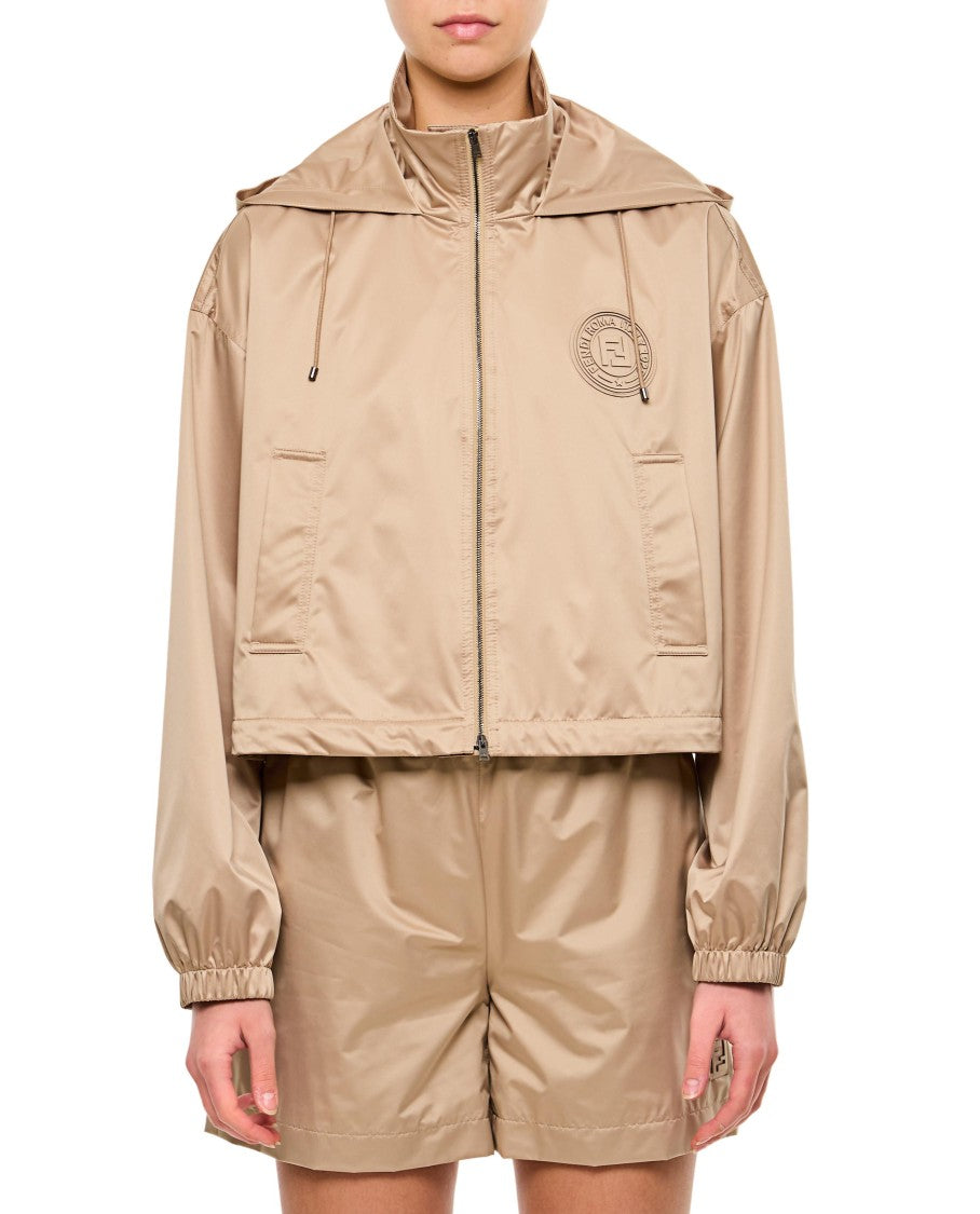 Fendi Hooded Cropped Nylon Jacket