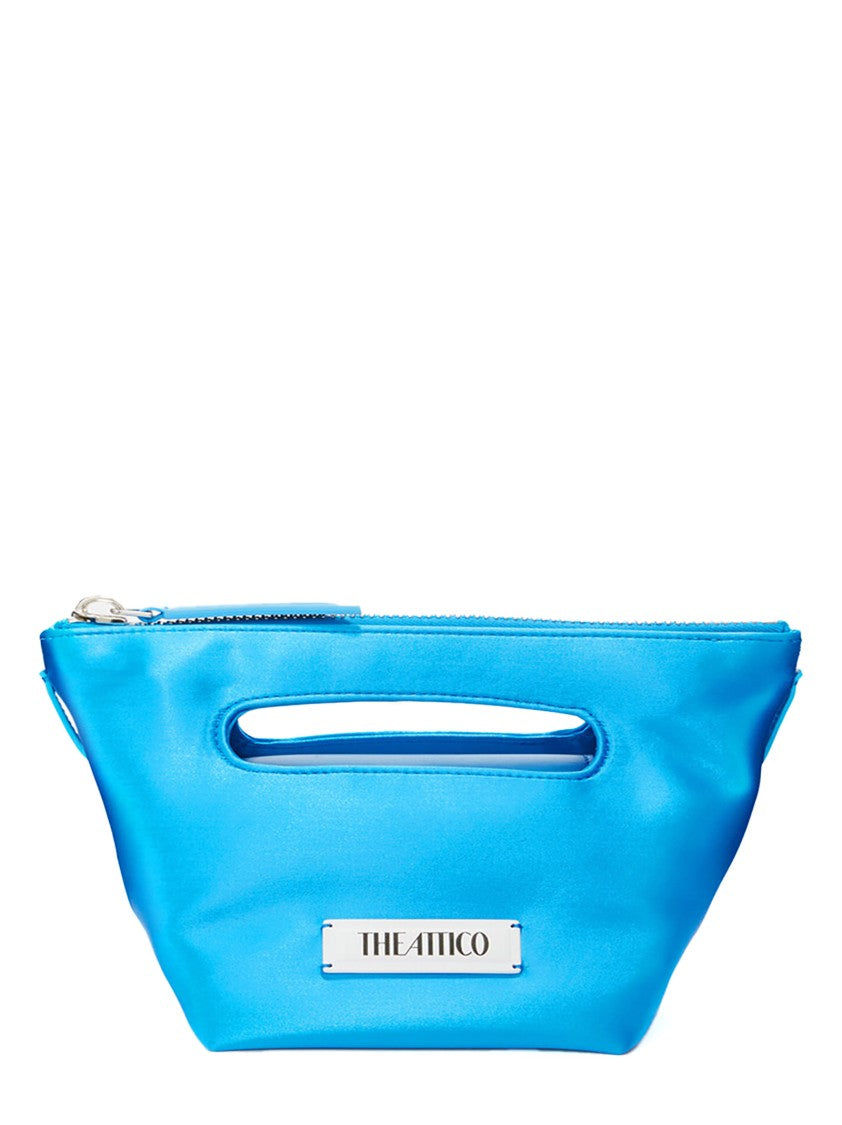 The Attico Light Blue Satin Tote Bag With Cut-Out Handle