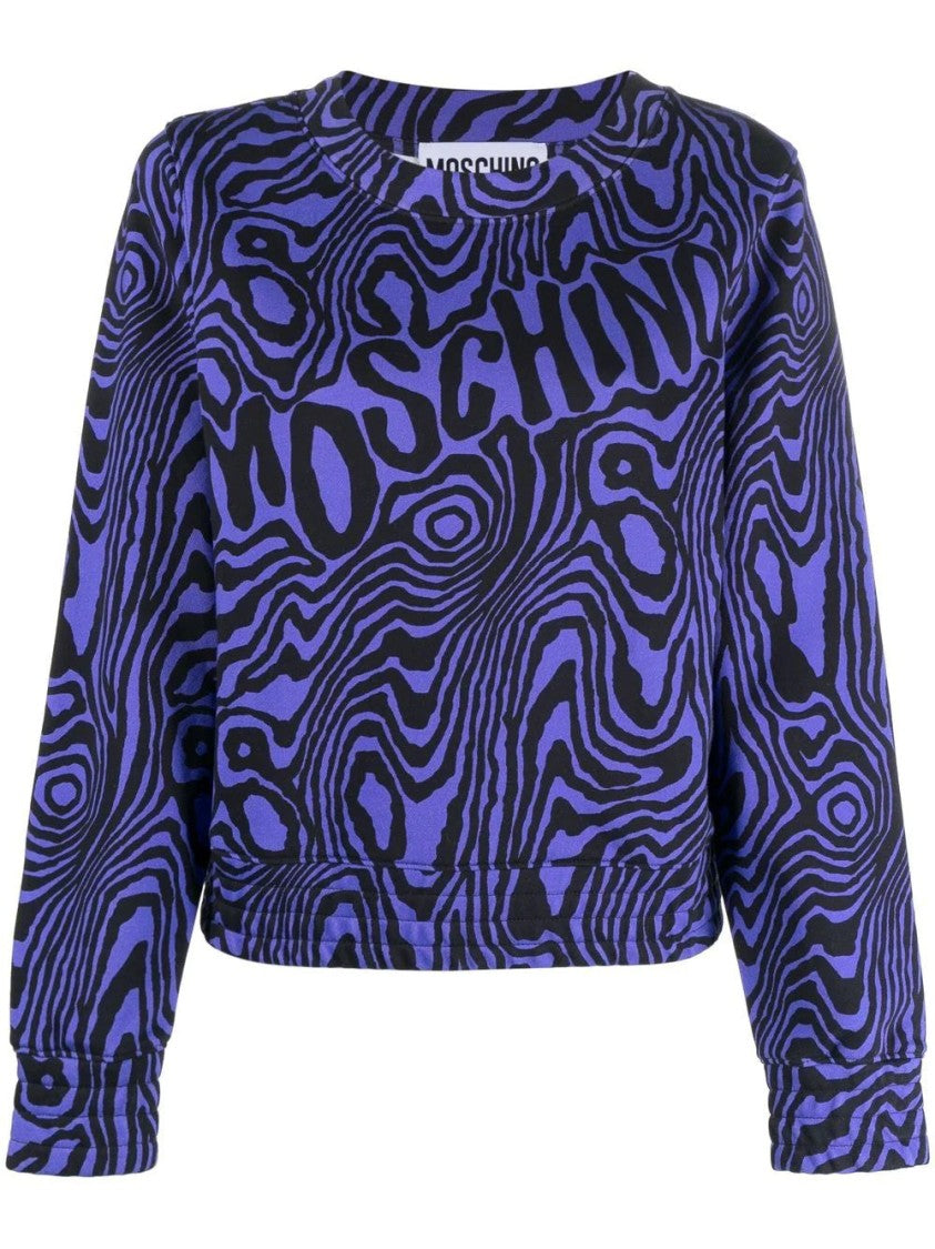 Moschino Cropped Abstract Pattern Sweatshirt With Round Neckline