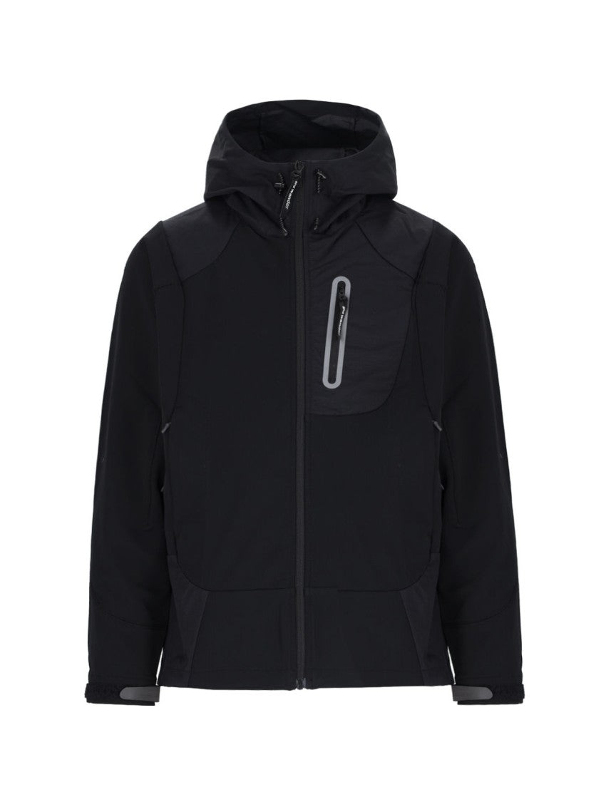 And Wander Technical Hooded Jacket In Black Water-Repellent Nylon