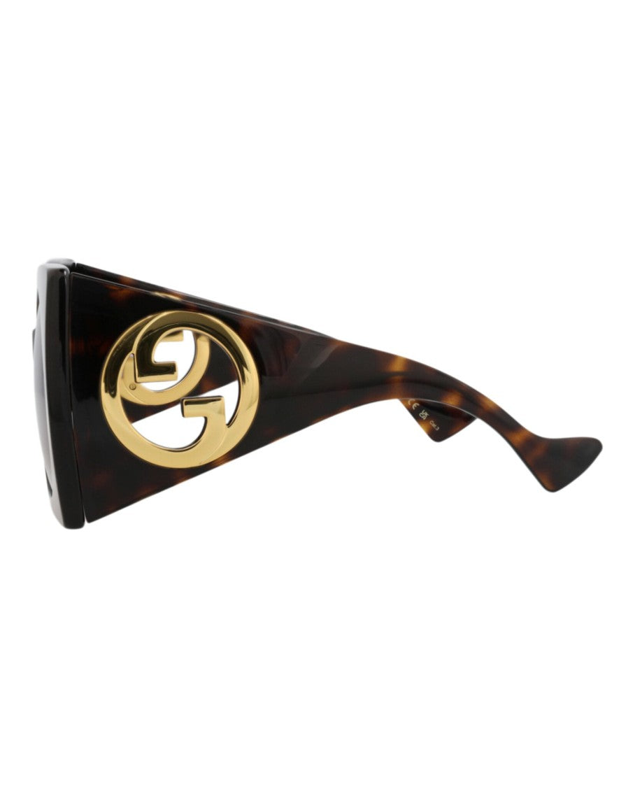 Gucci Square-Frame Recycled Acetate Sunglasses With Gold Cutout Accent