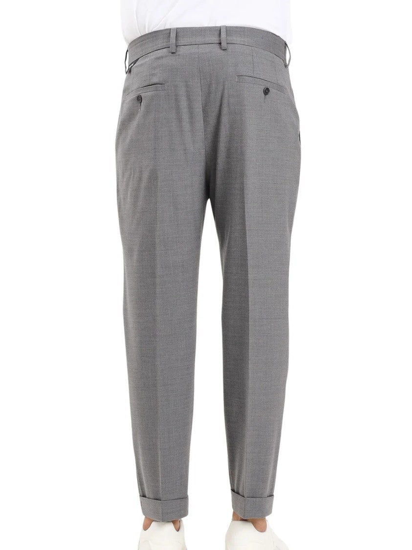 Golden Craft 1957 Grey Technical Cuffed Hem Wool-Blend Pants