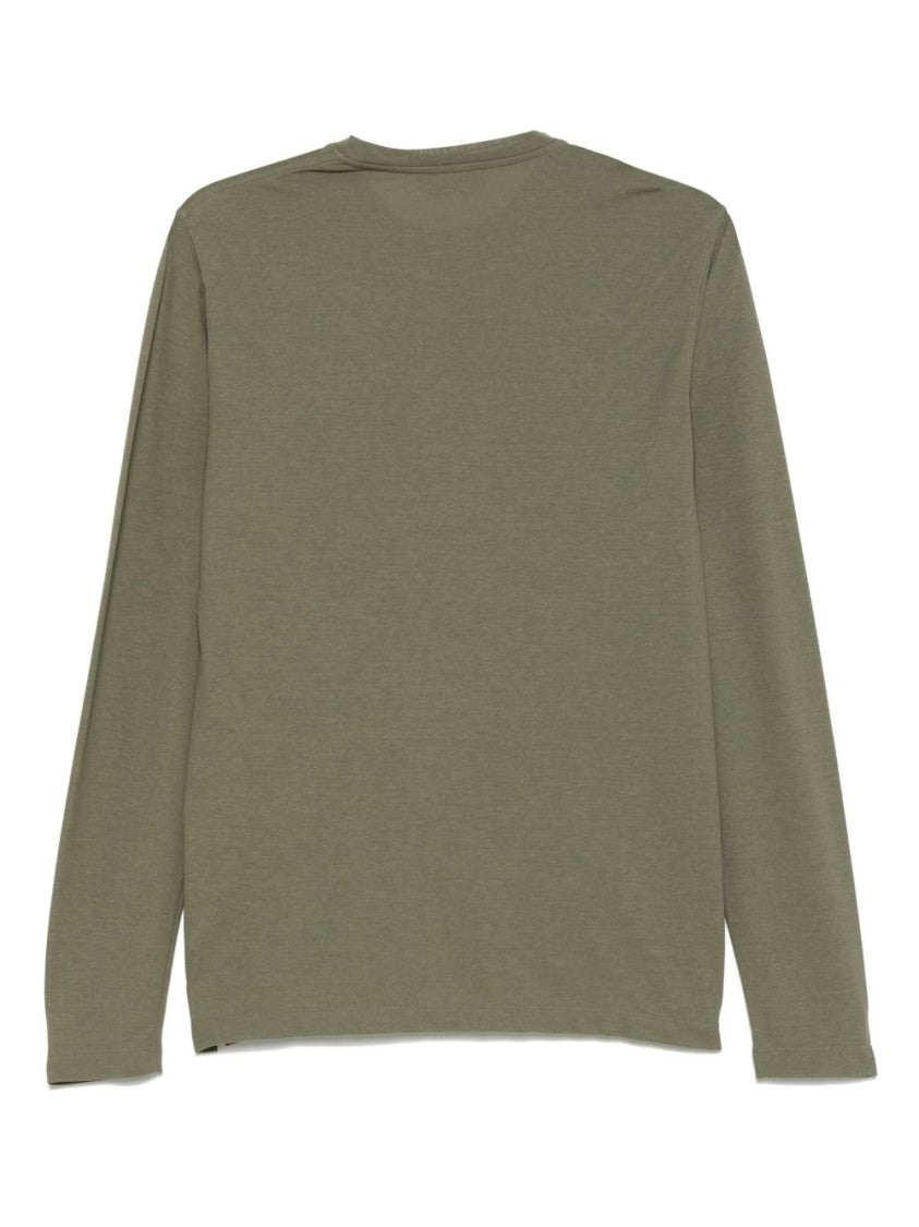 Zanone Relaxed-Fit Green Cotton Sweatshirt With Side Slits