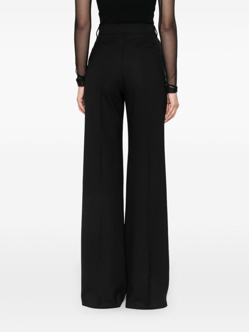 Sportmax Tailored Black Trousers With Concealed Front Fastening And Wide-Leg Silhouette