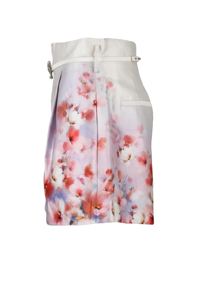 Zimmermann White Silk-Blend Floral Shorts