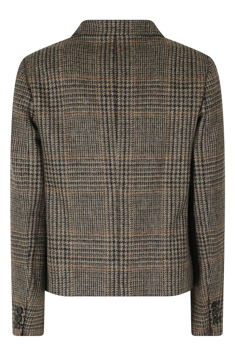 Aspesi Military Cropped Check Wool Blazer