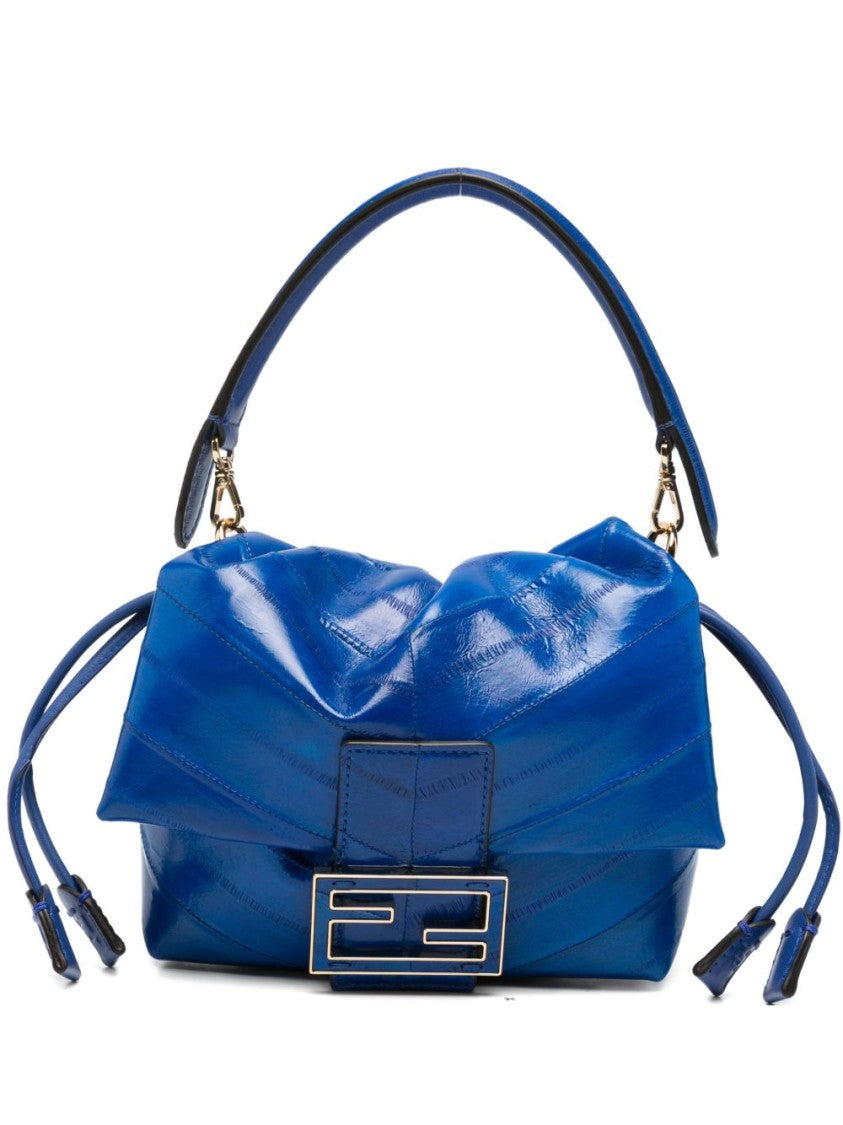 Fendi Electric Blue Mamma Baguette Hagfish Leather Handbag