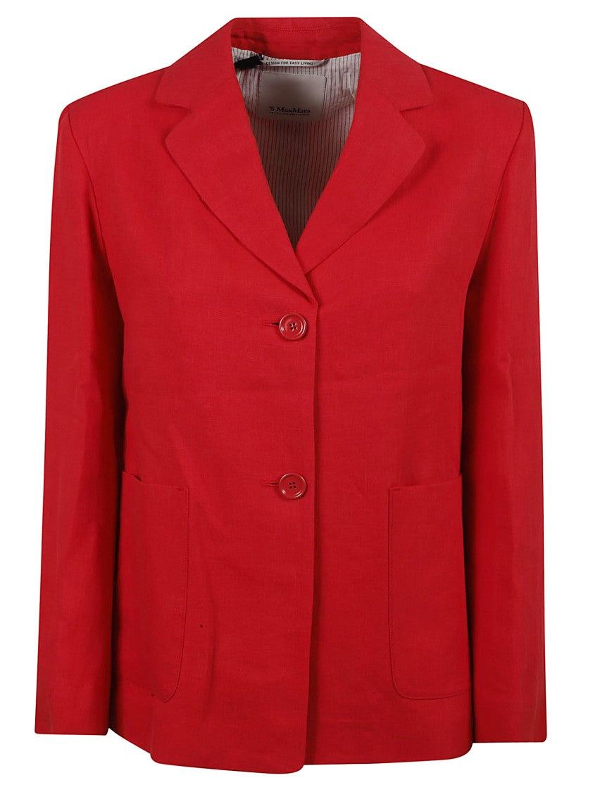 Max Mara Tailored Red Flax Linen Jacket