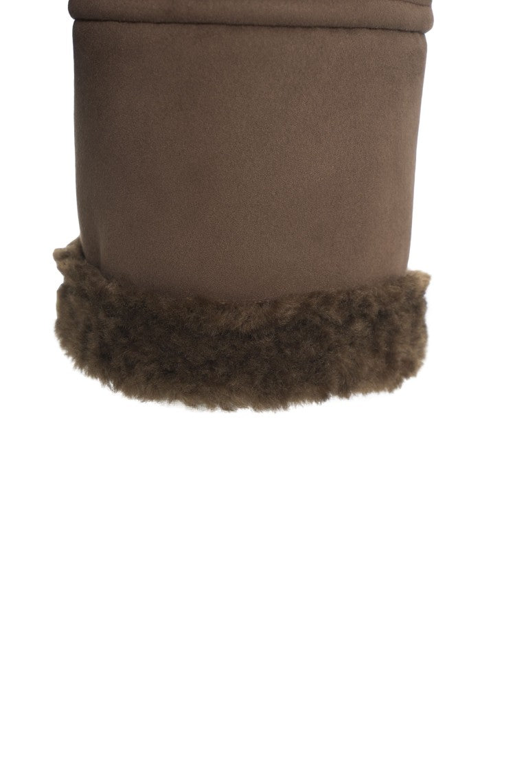 Herno Suede Jacket With Shearling Lining And Integrated Hood