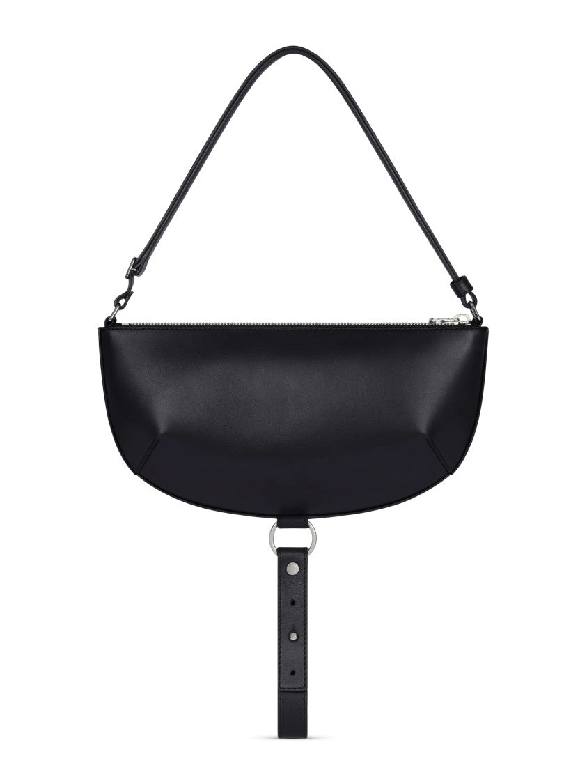 Courrèges Semi-Circular Black Leather Bag With Silver Logo