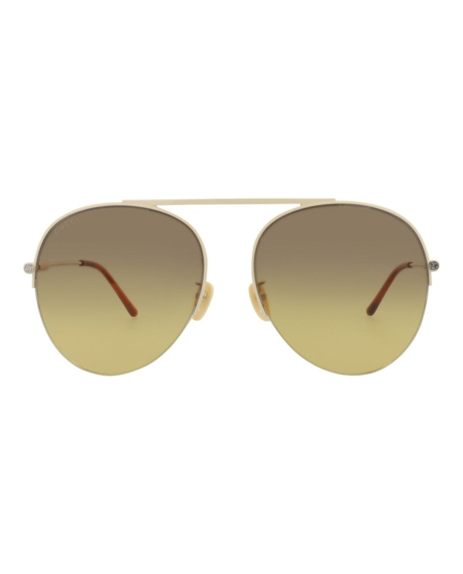 Gucci Aviator-Frame Metal Sunglasses With Gradient Lenses