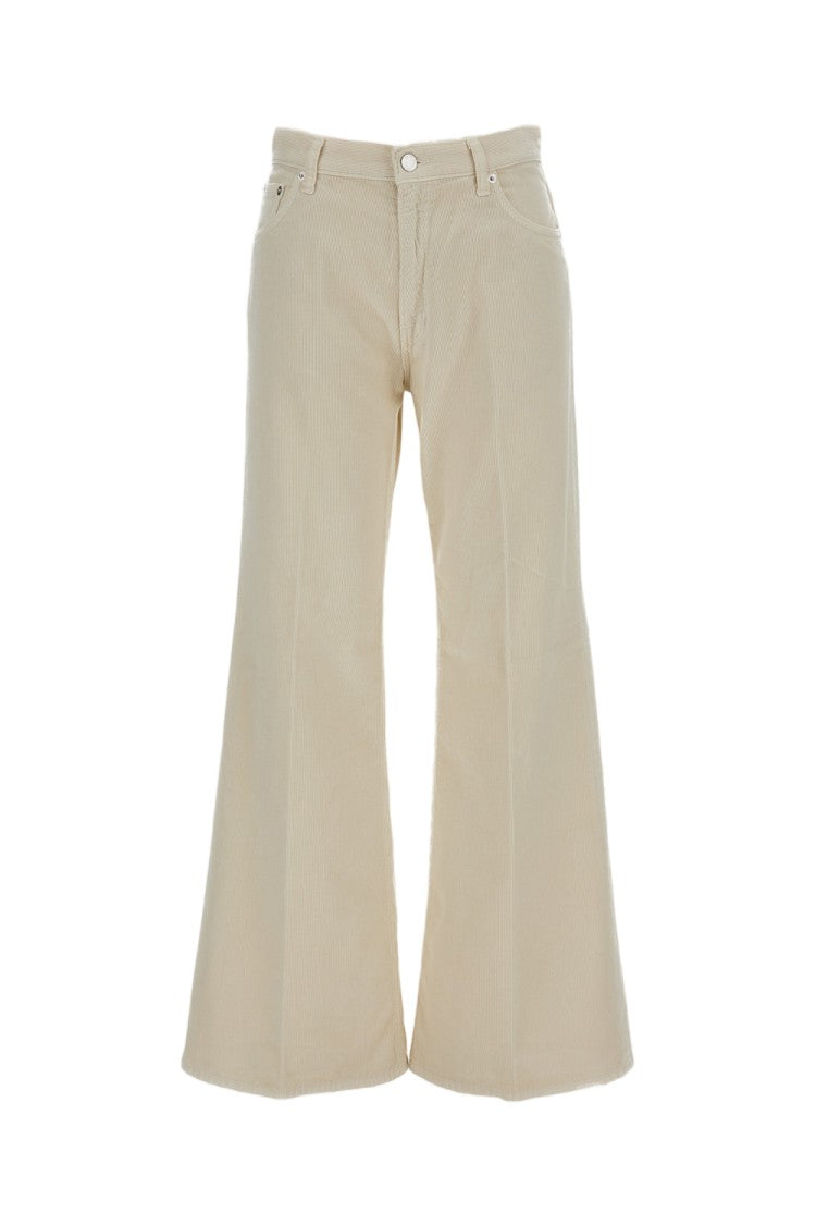 Haikure White Clara Velvet Straight Leg Trousers
