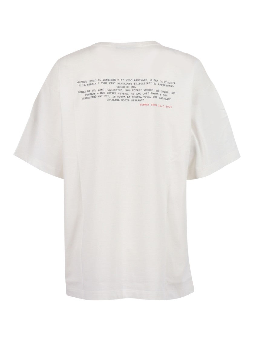 Alberta Ferretti Relaxed Fit Cotton T-Shirt With Poetic Text Detail
