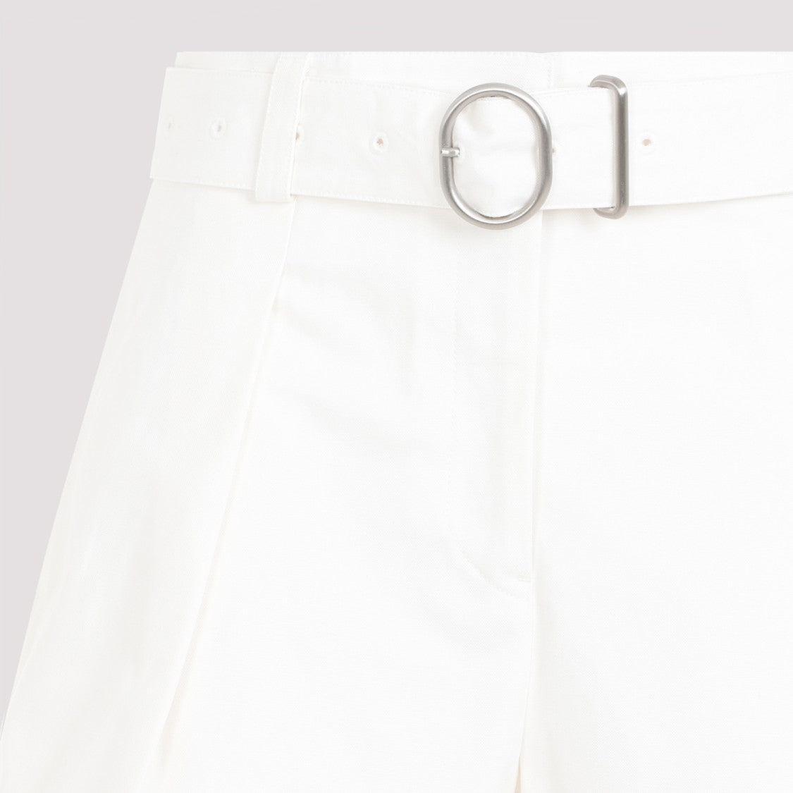Jil Sander Mid Waist Optic White Cotton Shorts