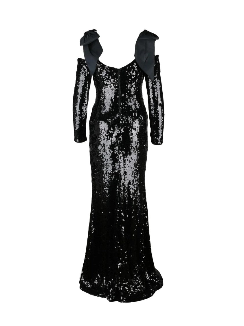 Elisabetta Franchi Black Polyamide Women Long Sequin Dress