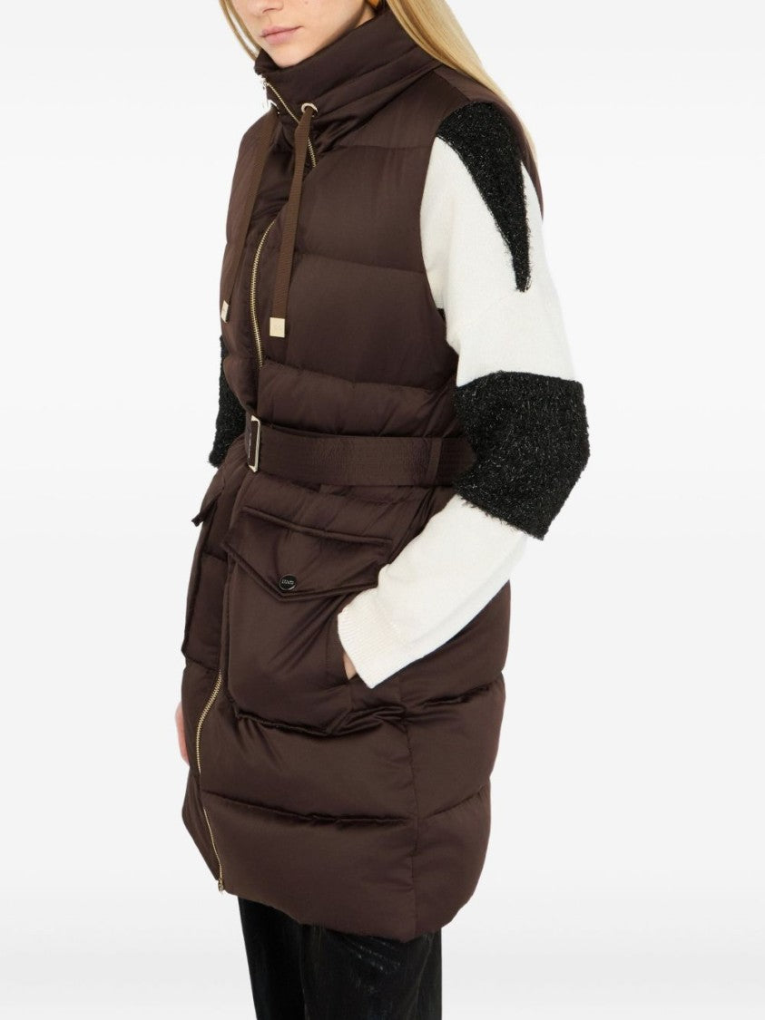 Liu Jo Quilted Brown Jacket With High Collar