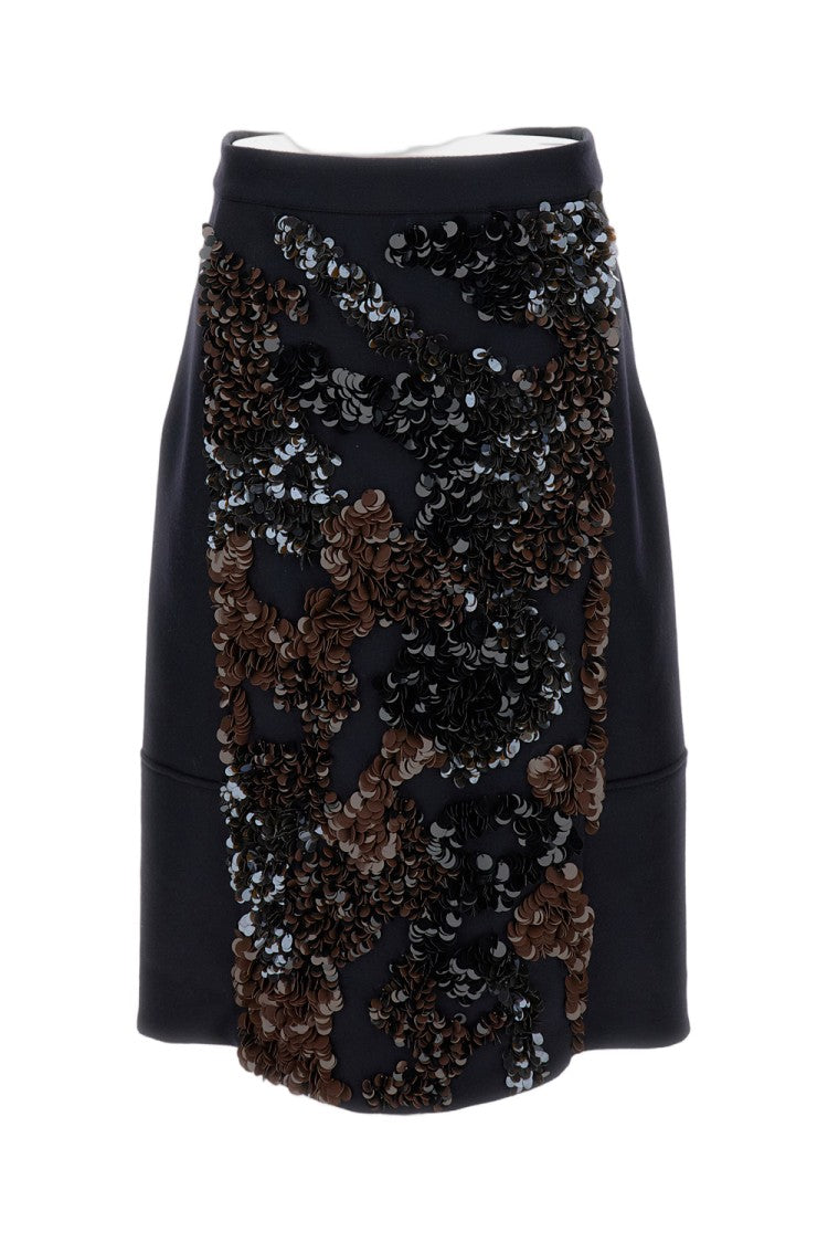 Plan C Embroidered Wool Blend Mini Skirt