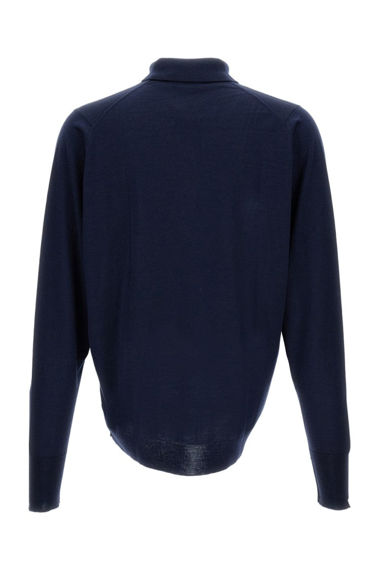 John Smedley Long-Sleeved Polo In Extra-Fine Merino Wool