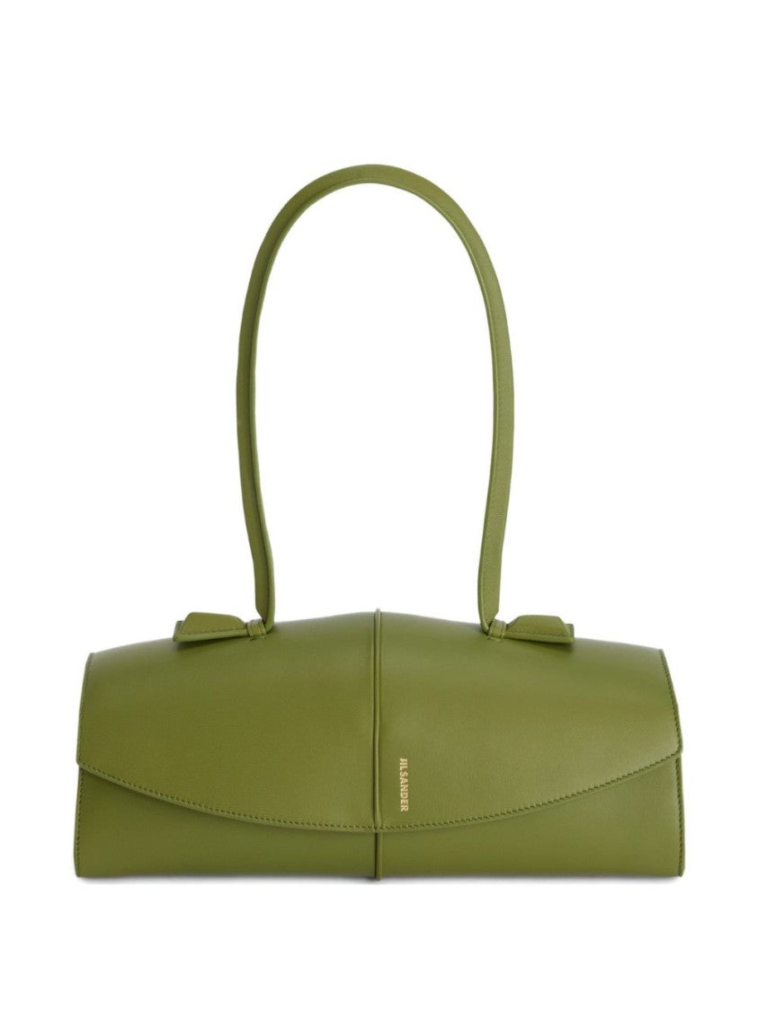 Jil Sander Structured Green Leather Handbag