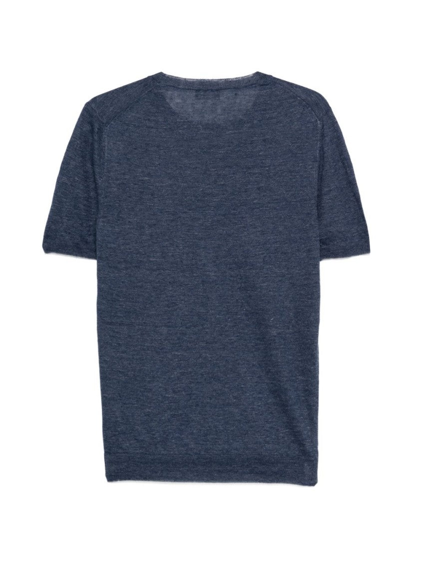 Barba Crew Neck Short-Sleeved Top With Subtle Chest Detail
