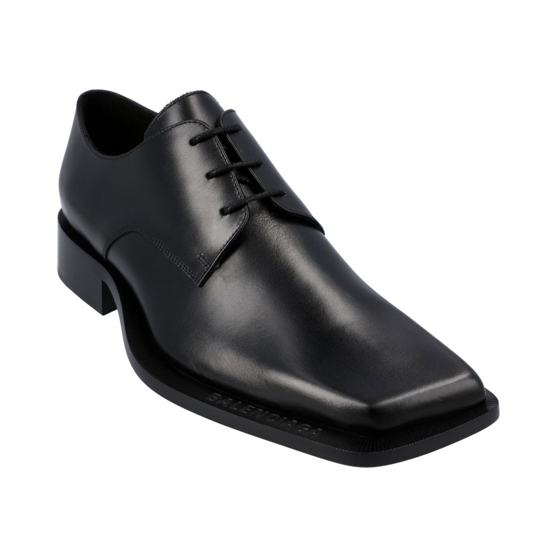 Balenciaga Leather Cut Derby Shoes Black