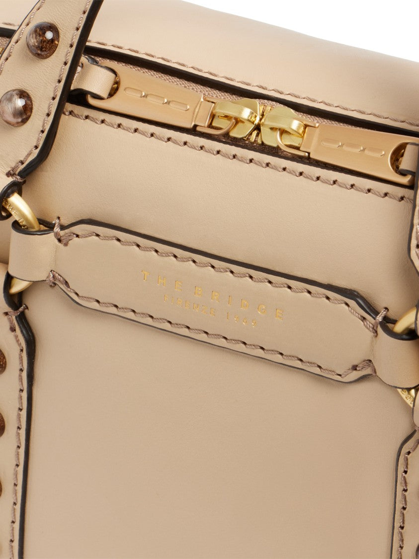 The Bridge Black Handbag W/Shoulder Structured Leather Handbag