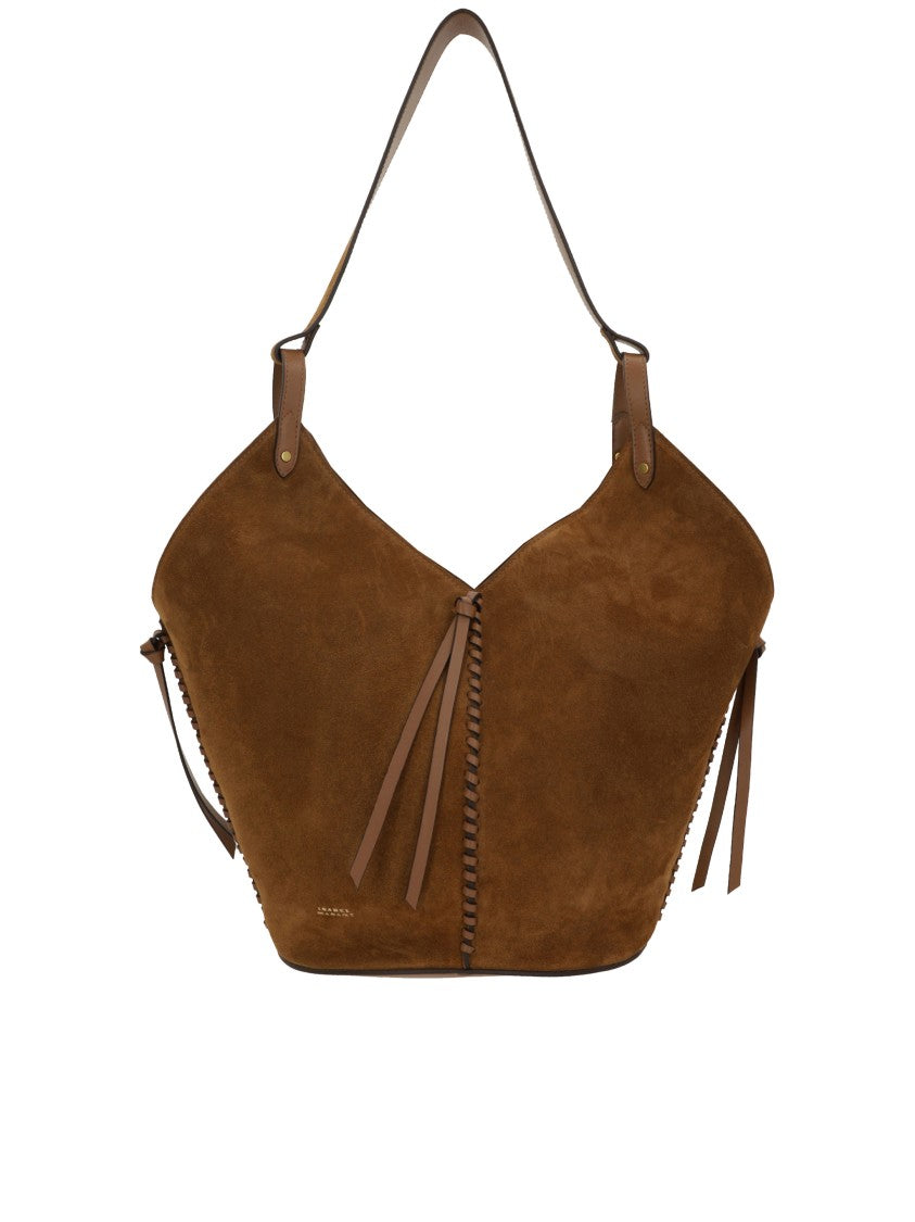 Isabel Marant Brown Tampa Calf Velvet Shoulder Bag