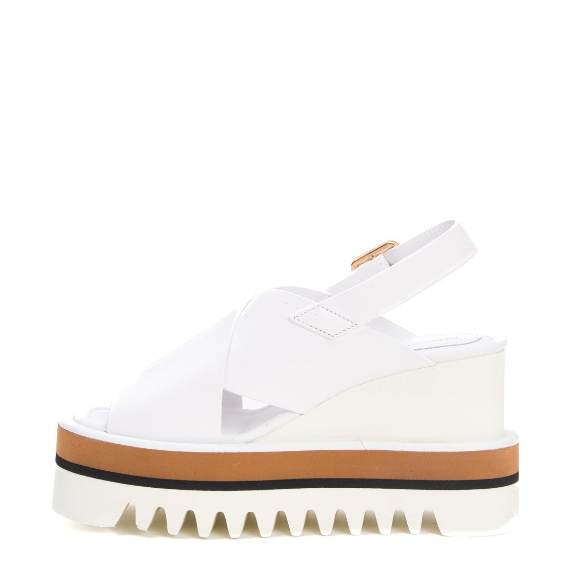 Paloma Barceló White Leather Crossover High Wedge