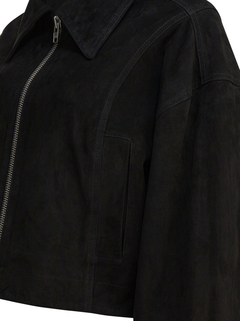 Ivy & Oak Cropped Leather Jacket With Classic Collar