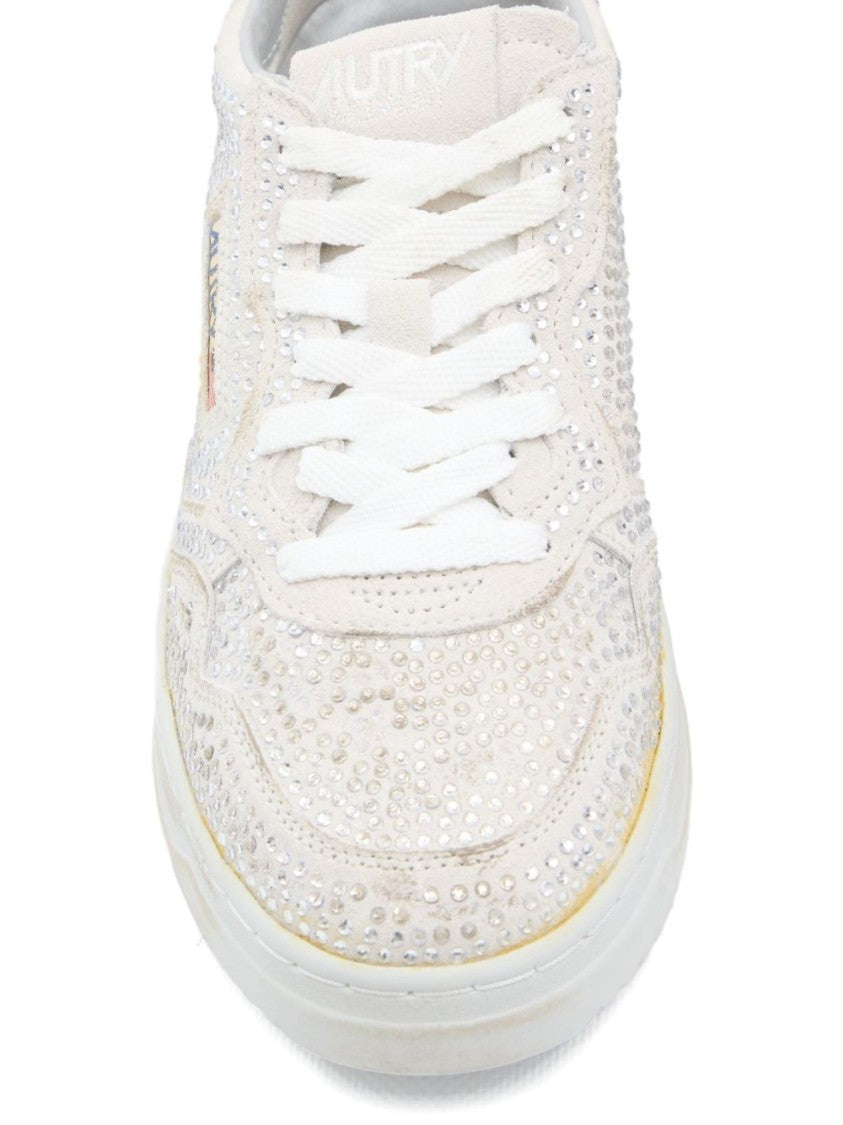 Autry Low-Top Vitello Leather Sneakers With Embellished Upper