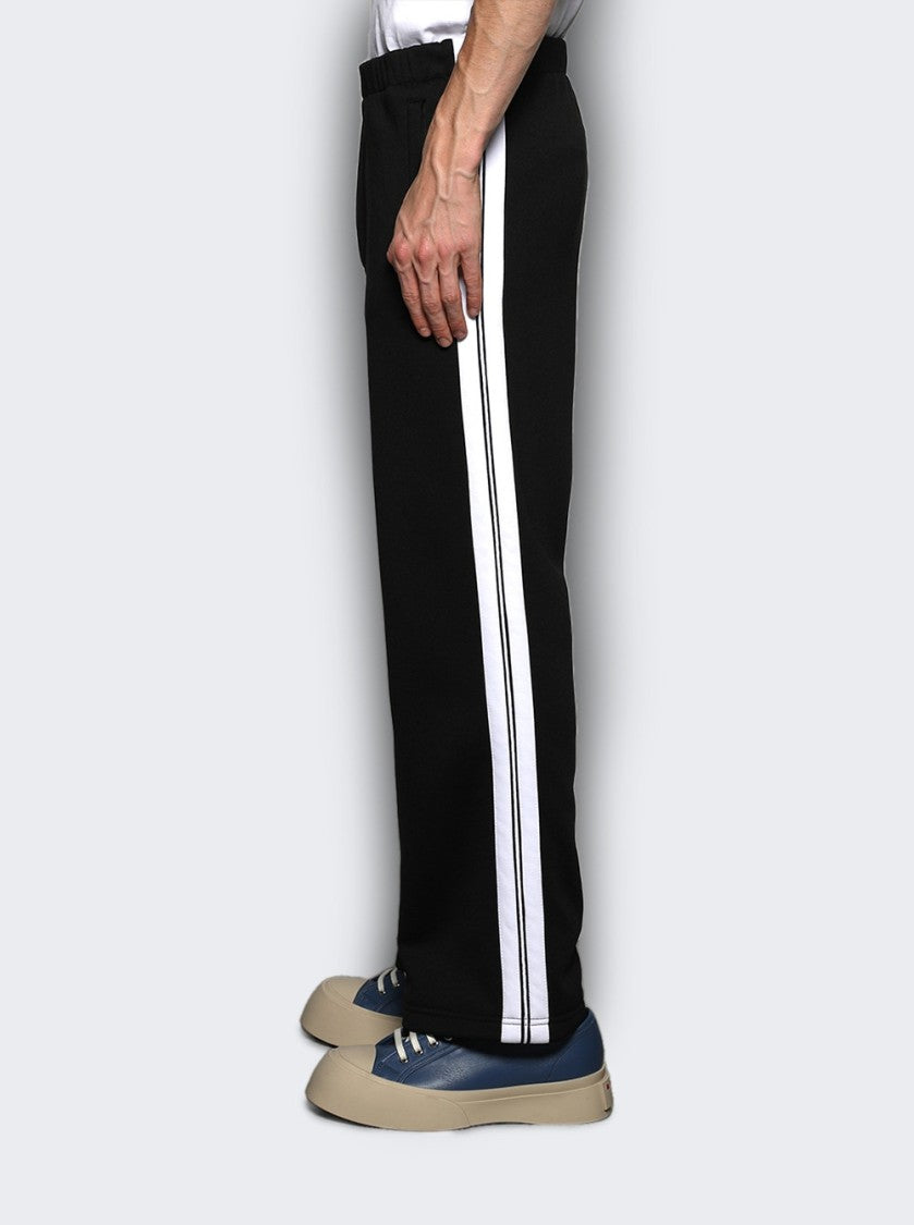 Marni Relaxed Fit Black Pants With Contrasting Side Stripes