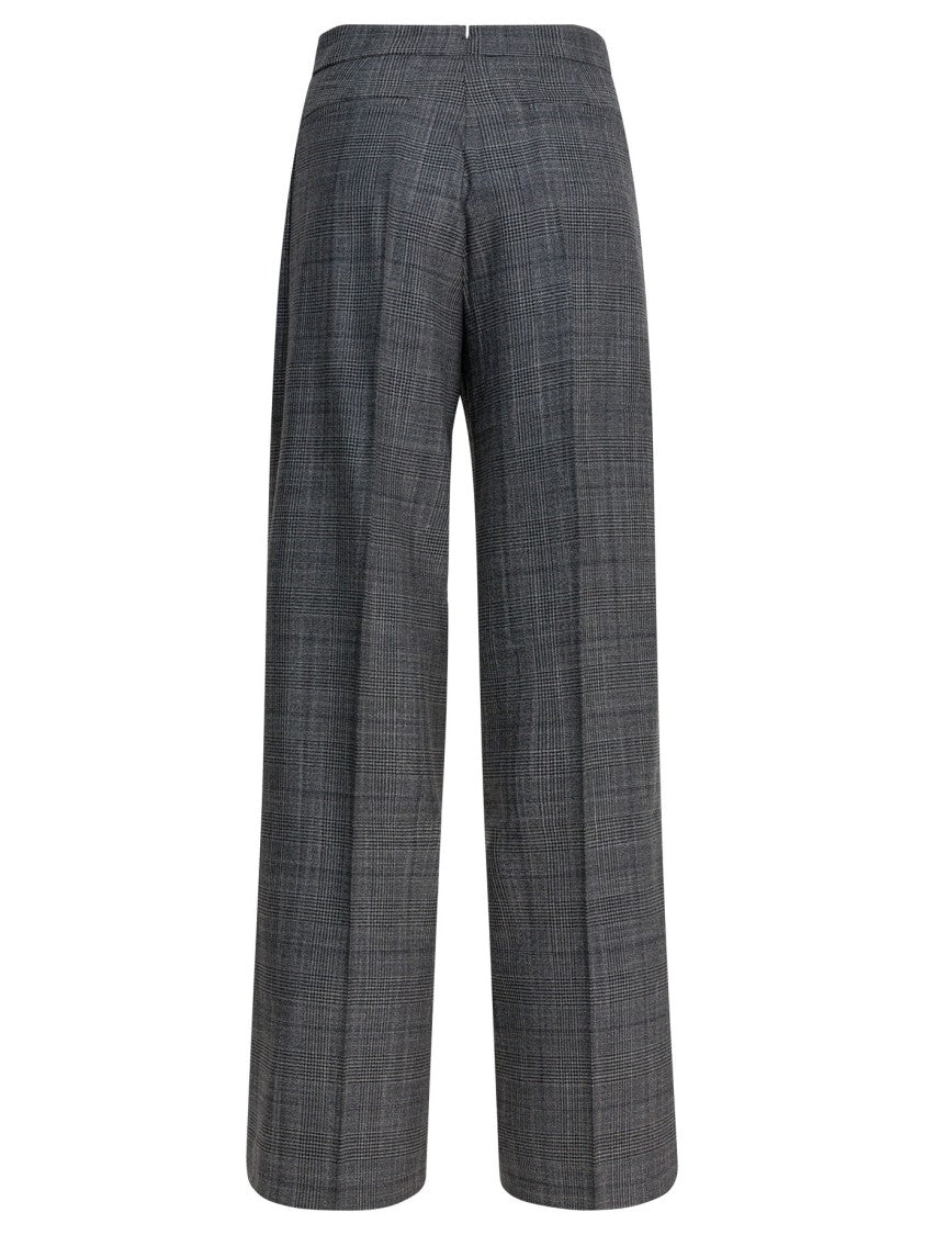 Sa Su Phi Wide-Leg Trousers With Tailored Fit And Subtle Checkered Pattern
