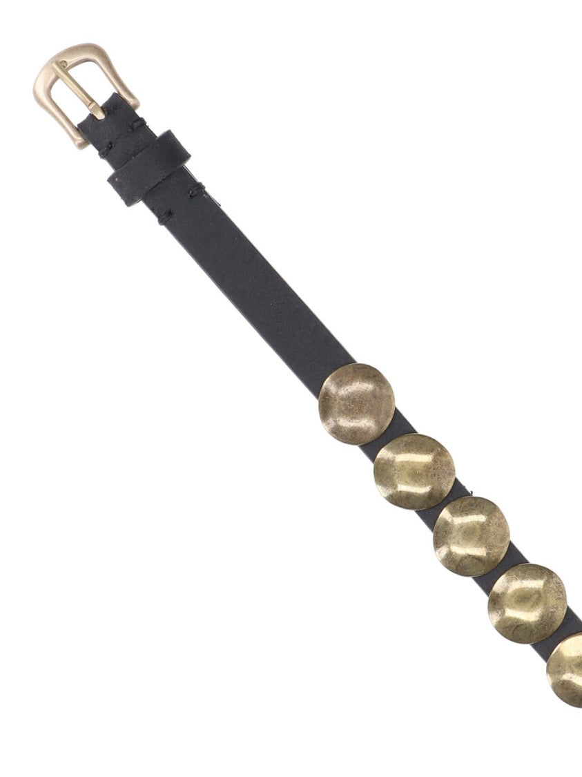 Golden Goose Black Trinidad Gold-Tone Studded Leather Belt