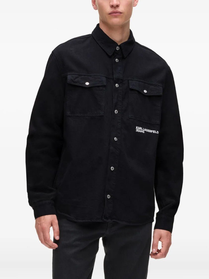 Karl Lagerfeld Fitted Black Knit Top With Smooth Texture