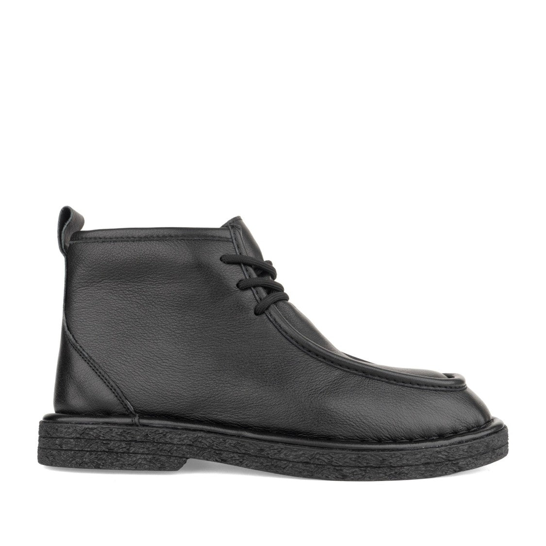 Linda Baumann Black Minimalist Lace-Up Leather Ankle Boots
