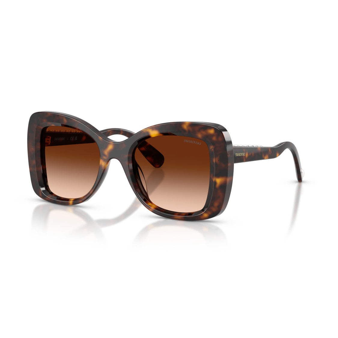 Swarovski 0Sk6062u Bold Oversized Square Sunglasses With Tortoiseshell Acetate Frame