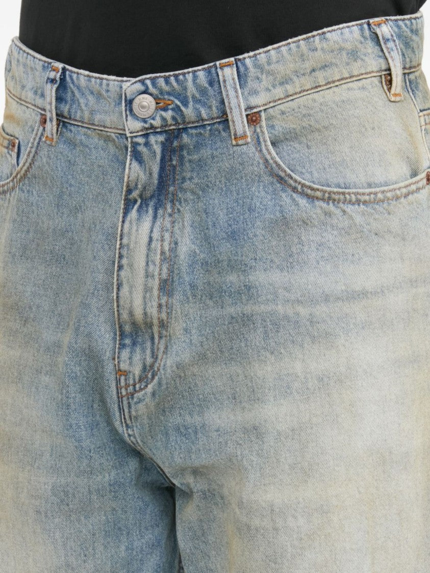 Mm6 By Maison Margiela Blue Worn Effect Denim Straight-Leg Jeans