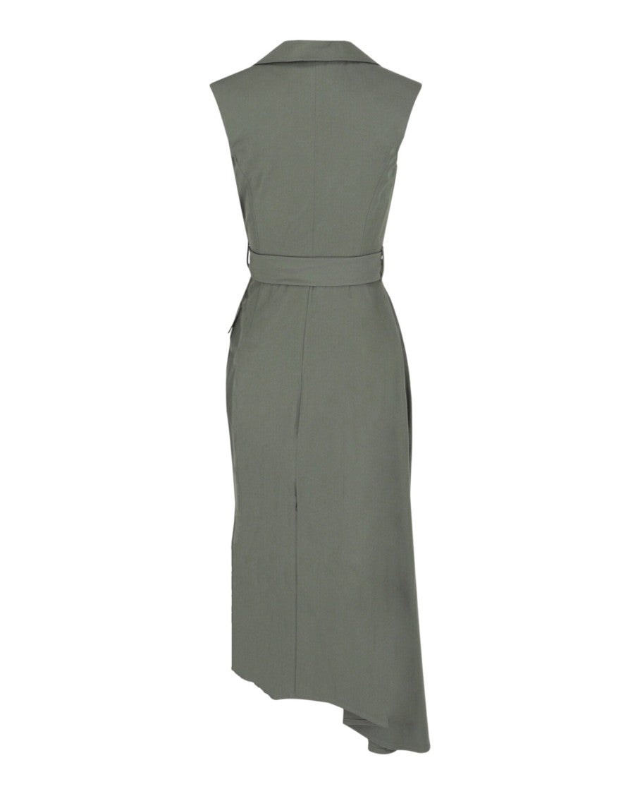 Alexander Mcqueen Asymmetrical Midi Dress With Removable Belt And Cargo Pocket